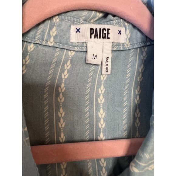 Paige Women's Top Sz MED Button Down Chambray With White Accents - Picture 3 of 6